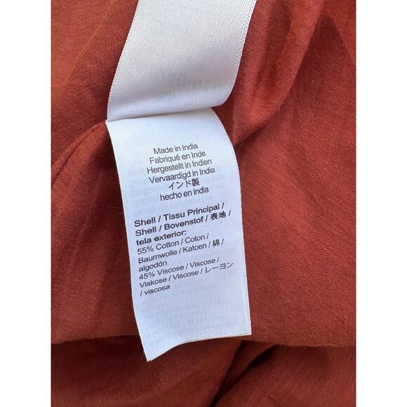 J. Crew Tie Shoulder Tiered Mini Dress XS Burnt Orange Cotton Blend - Picture 6 of 7